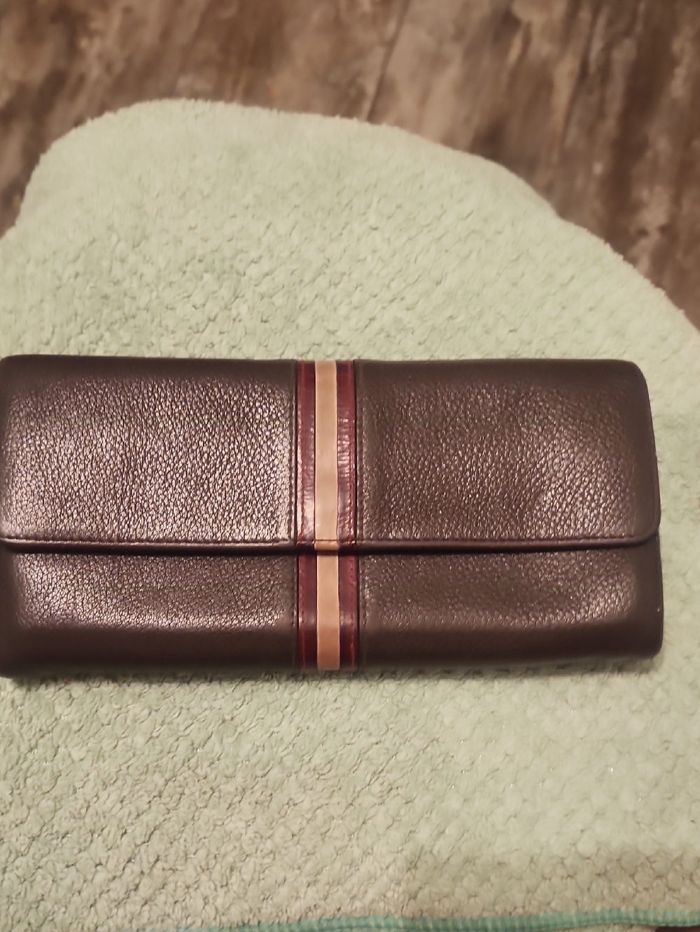 Bally Swizerland  Brown Leather Long  Wallet with Center Stripe